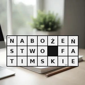 Rozwiązanie krzyżówki: modlitwa nawiązująca do objawień matki boskiej w fatimie podczas której odmawia się jedną z czterech części różańca - nabożeństwo fatimskie | hasła, synonimy i podpowiedzi Hasło krzyżówkowe modlitwa nawiązująca do objawień matki boskiej w fatimie podczas której odmawia się jedną z czterech części różańca - nabożeństwo fatimskie – rozwiązanie, synonimy, podpowiedzi i definicje krzyżówkowe